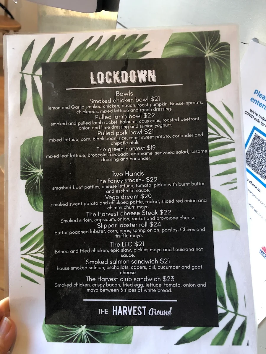 Menu, The Harvest Ground