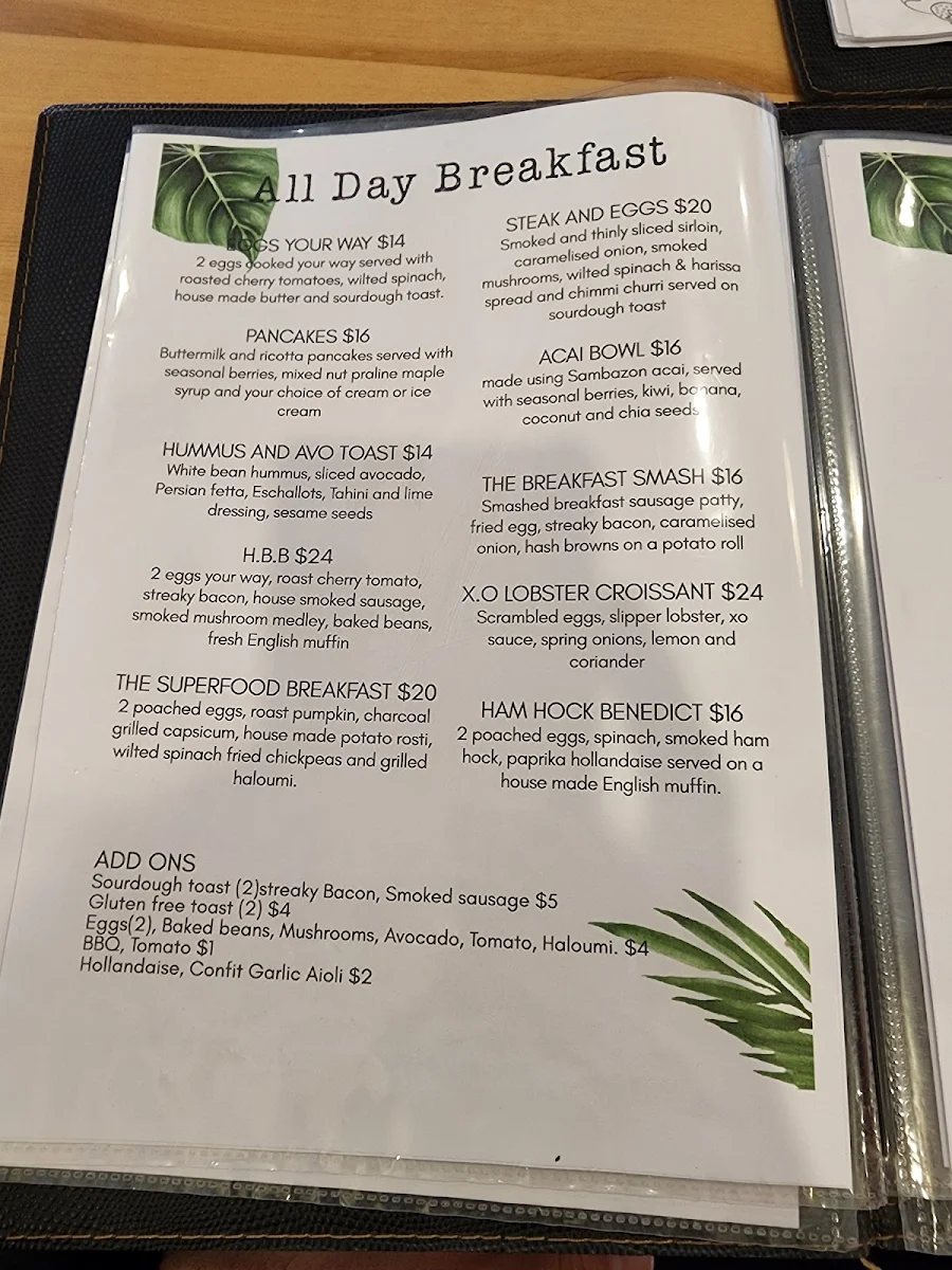 Menu, The Harvest Ground