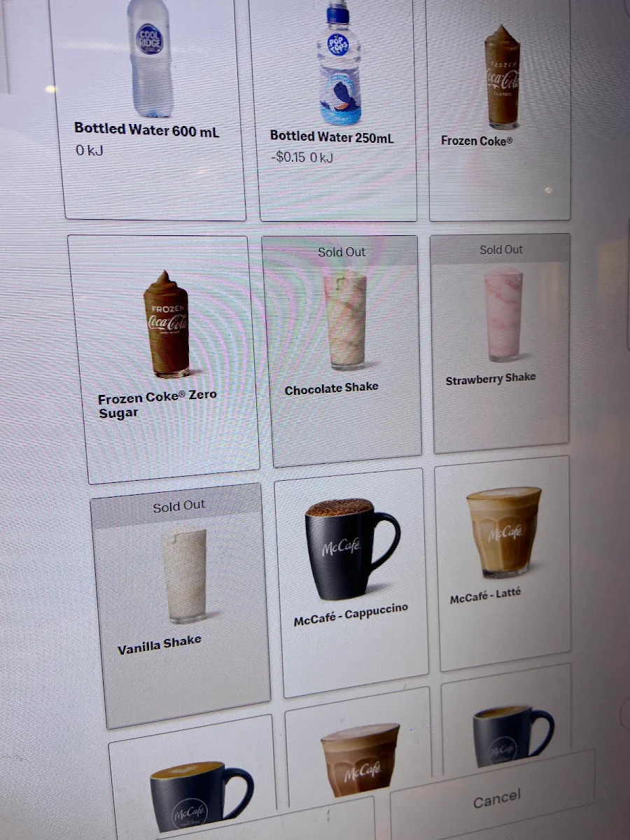 Menu, McDonald's Golden Grove