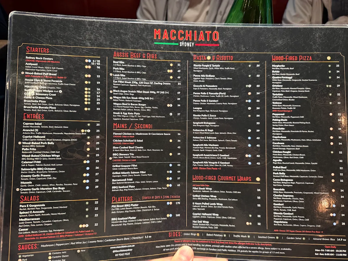 Menu, Macchiato Wood Fire Pizza and Coffee Roasters