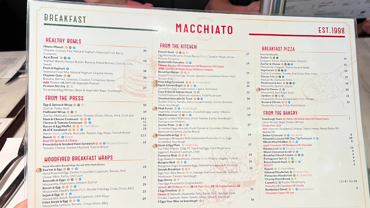 Menu, Macchiato Wood Fire Pizza and Coffee Roasters