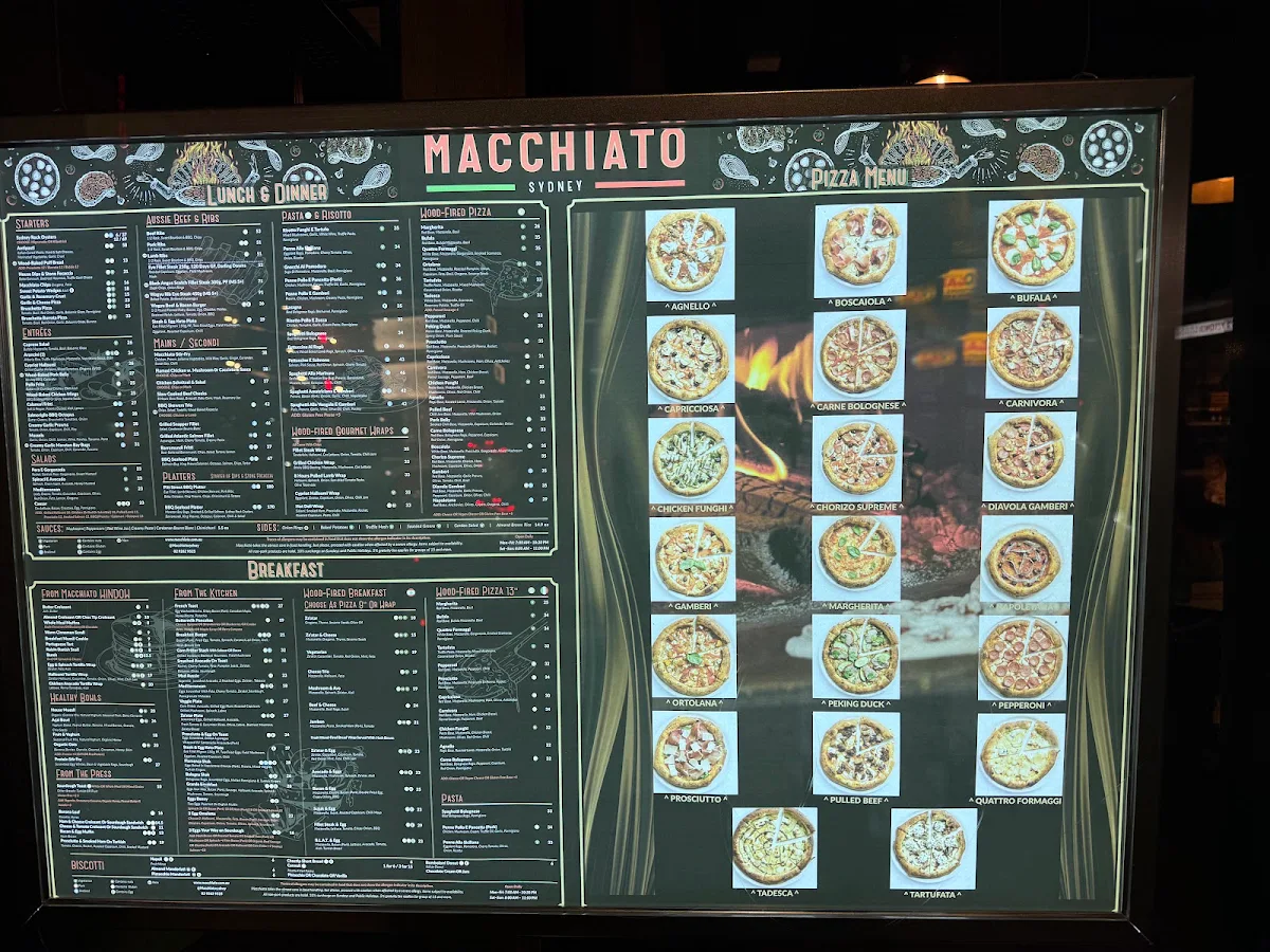 Menu, Macchiato Wood Fire Pizza and Coffee Roasters