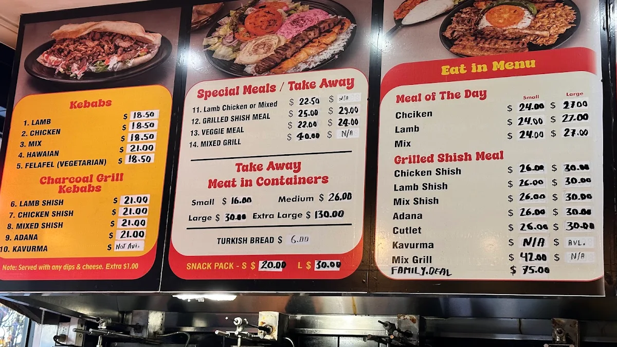 Menu, Roxy Kebab Deer Park