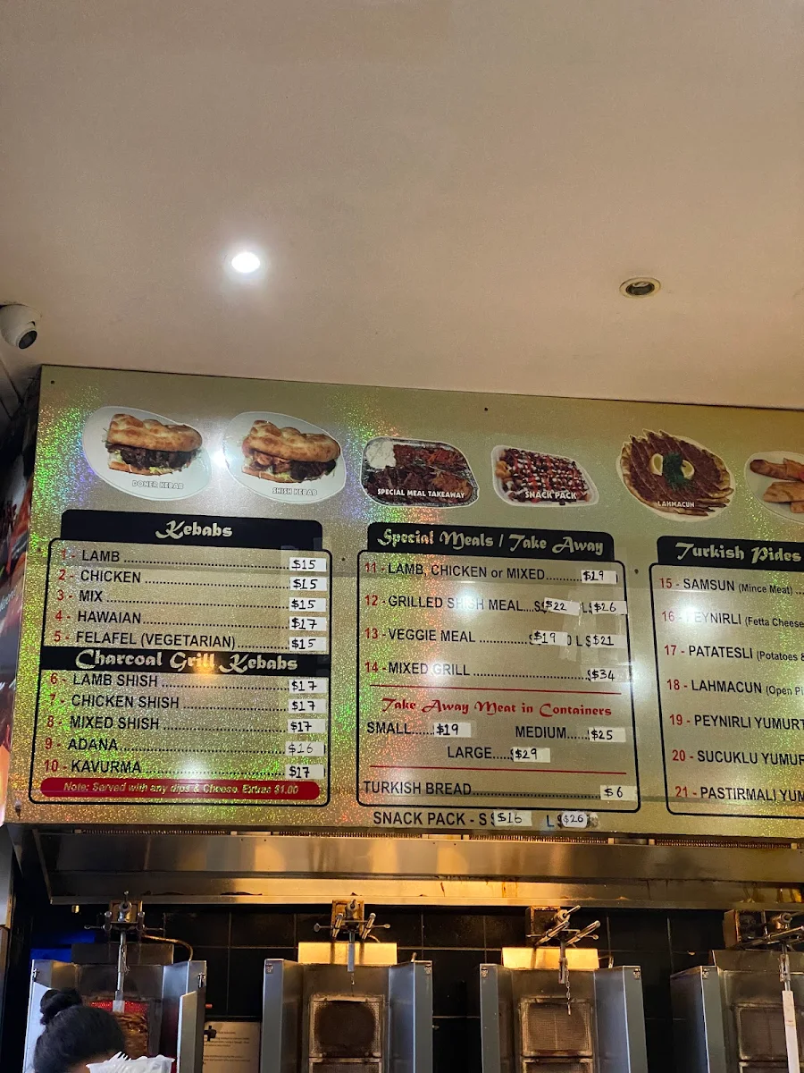 Menu, Roxy Kebab Deer Park