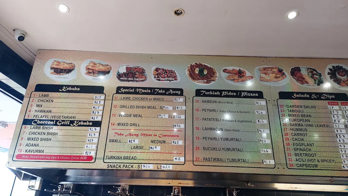 Menu, Roxy Kebab Deer Park