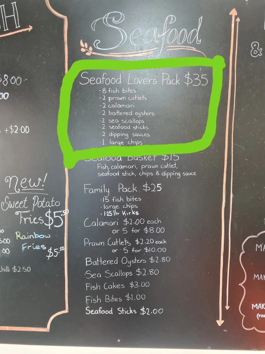 Menu, Who's Cookin Takeaway