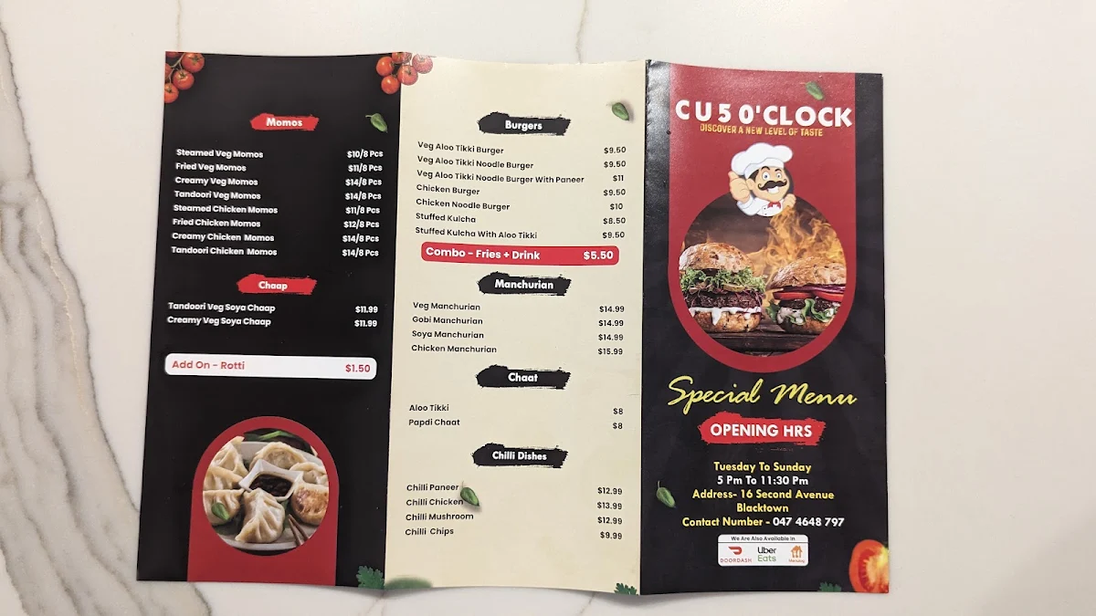 Menu, CU5O'CLOCK