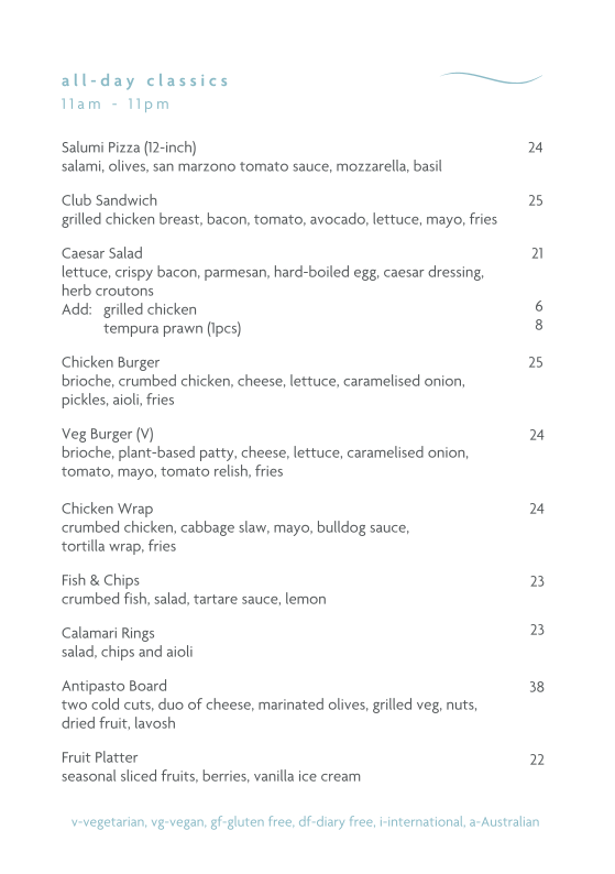 Menu, Luna10