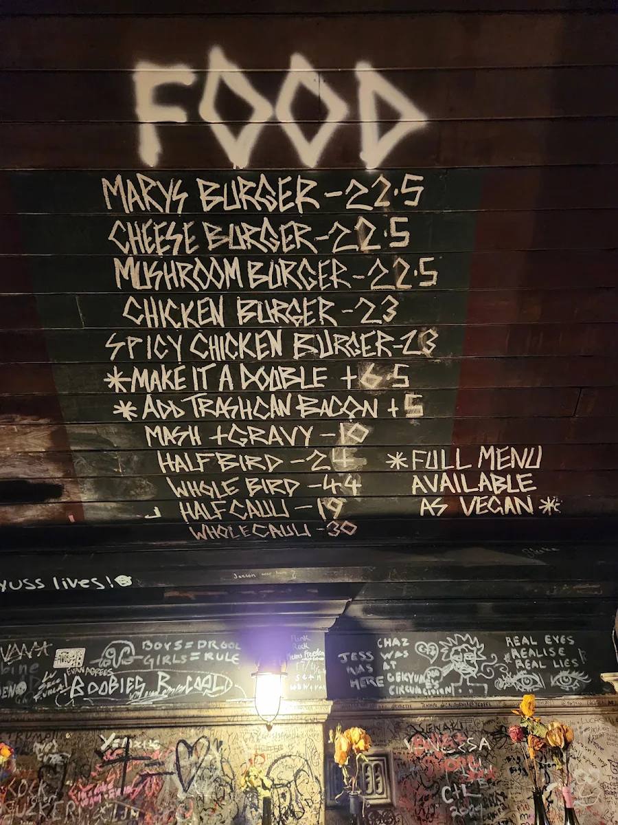 Menu, Mary's Newtown