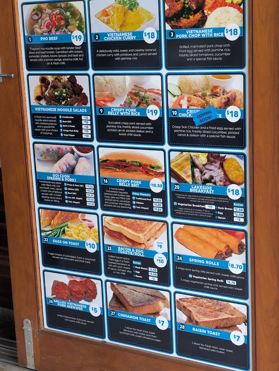 Menu, Lakeside Cafe