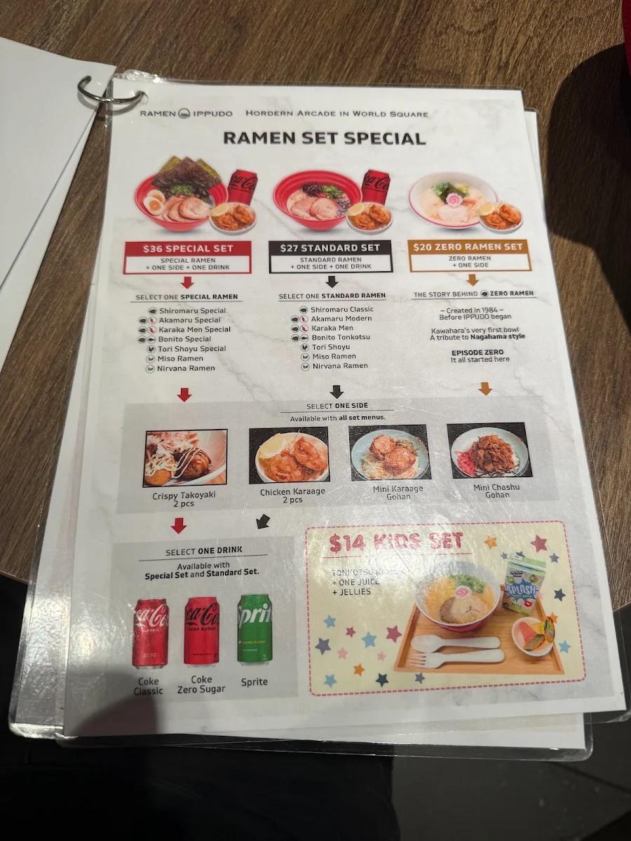 Menu, Ramen IPPUDO World Square