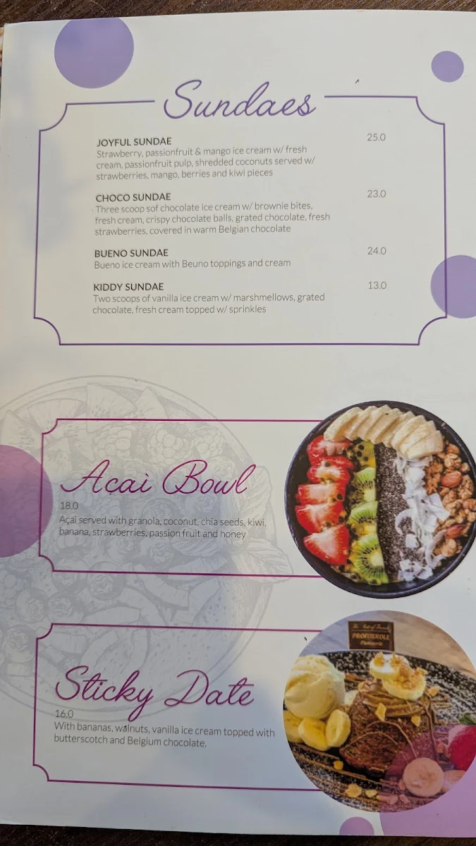 Menu, Profiterole Patisserie Penrith
