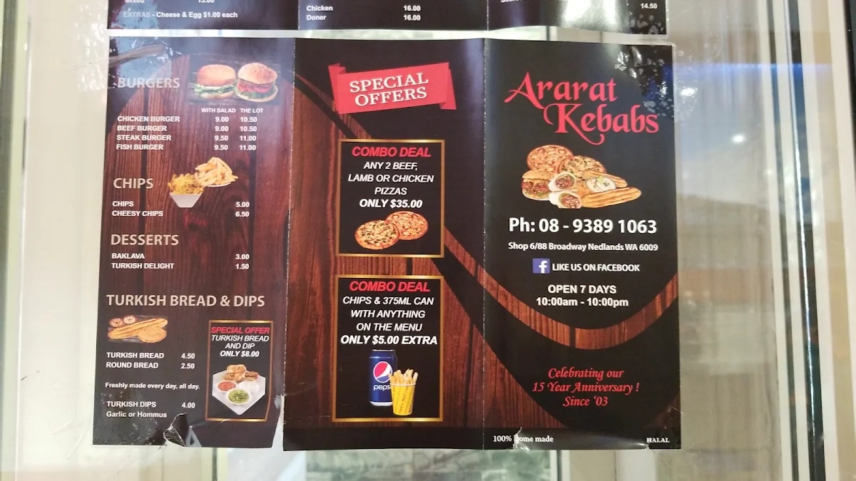 Menu, Ararat Kebabs