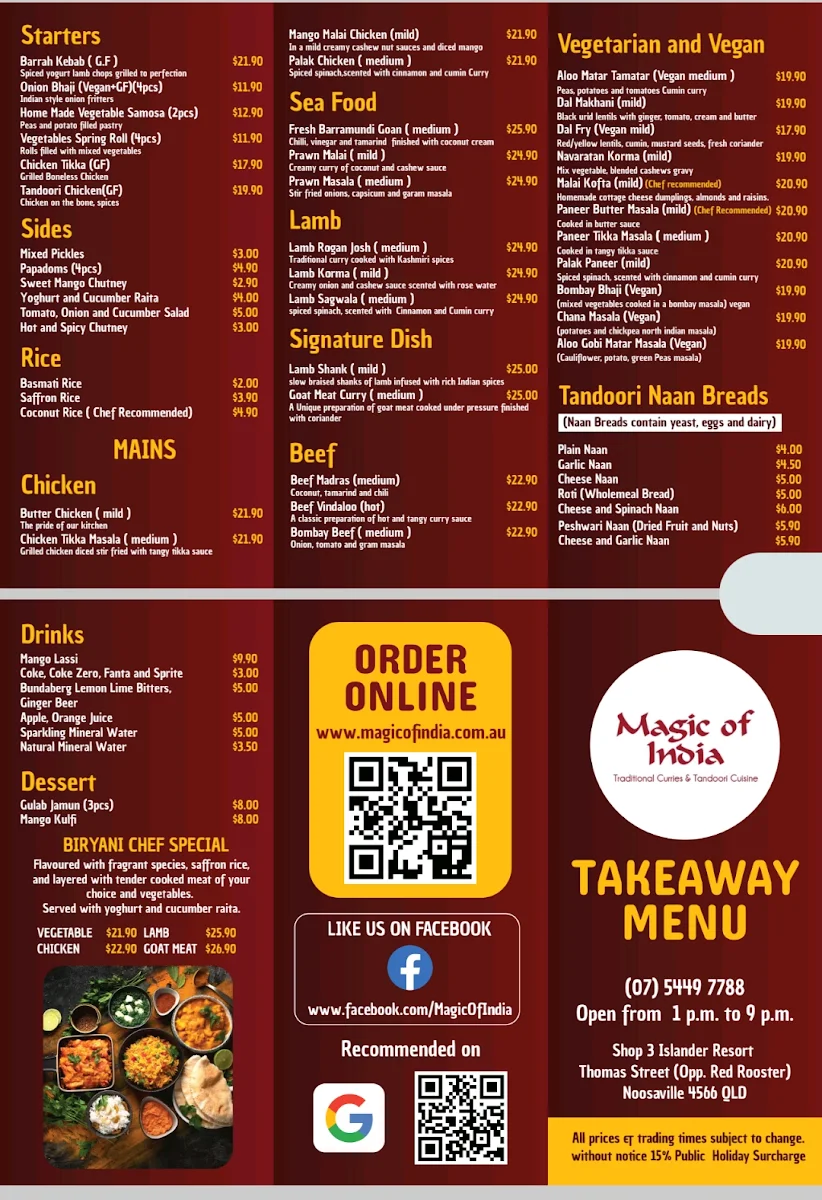 Menu, Magic of India