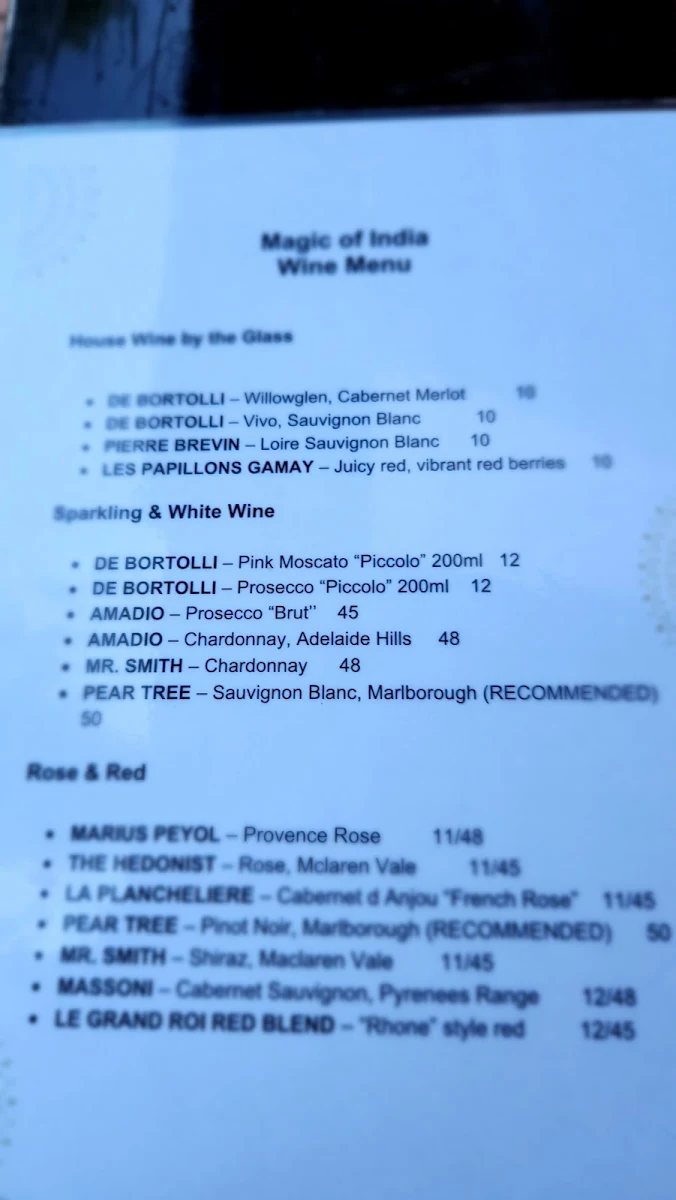 Menu, Magic of India