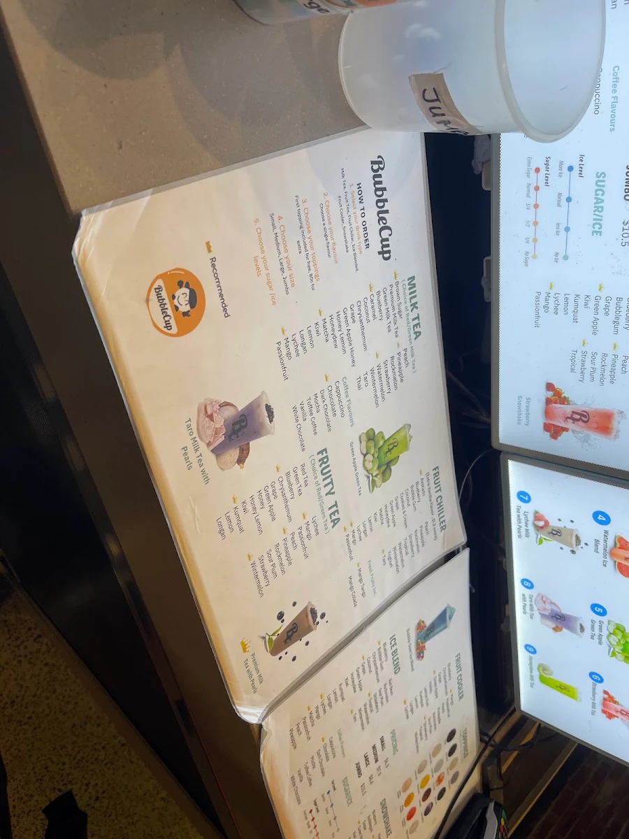Menu, Bubble Cup