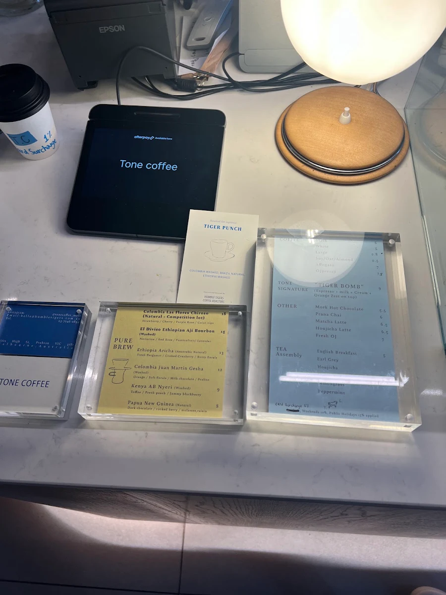 Menu, Tone coffee