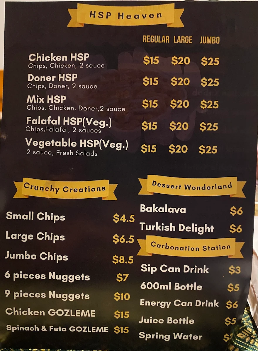 Menu, Margate Kebab & Ice Cream