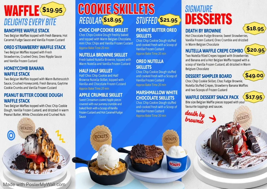 Menu, Lickits Frozen Custard