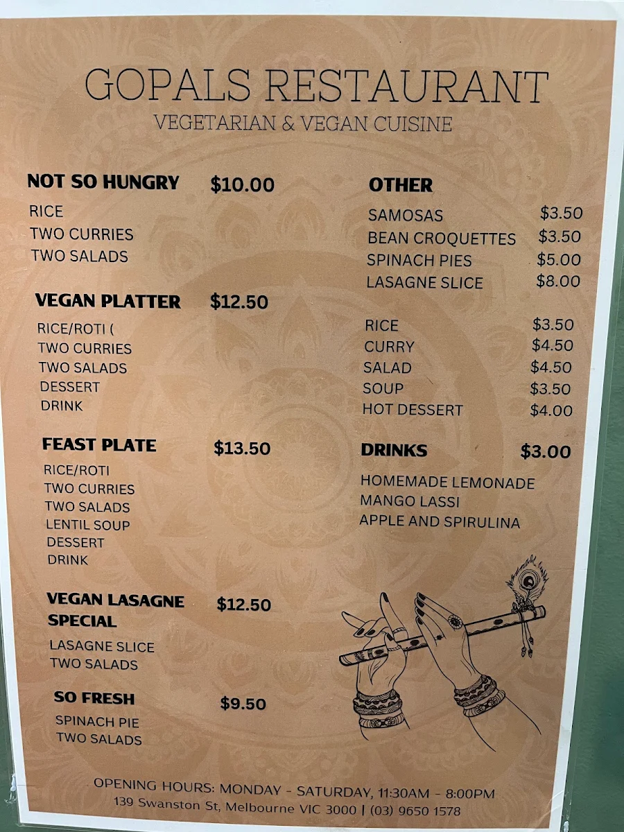 Menu, Gopals