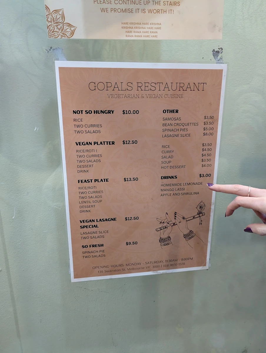 Menu, Gopals