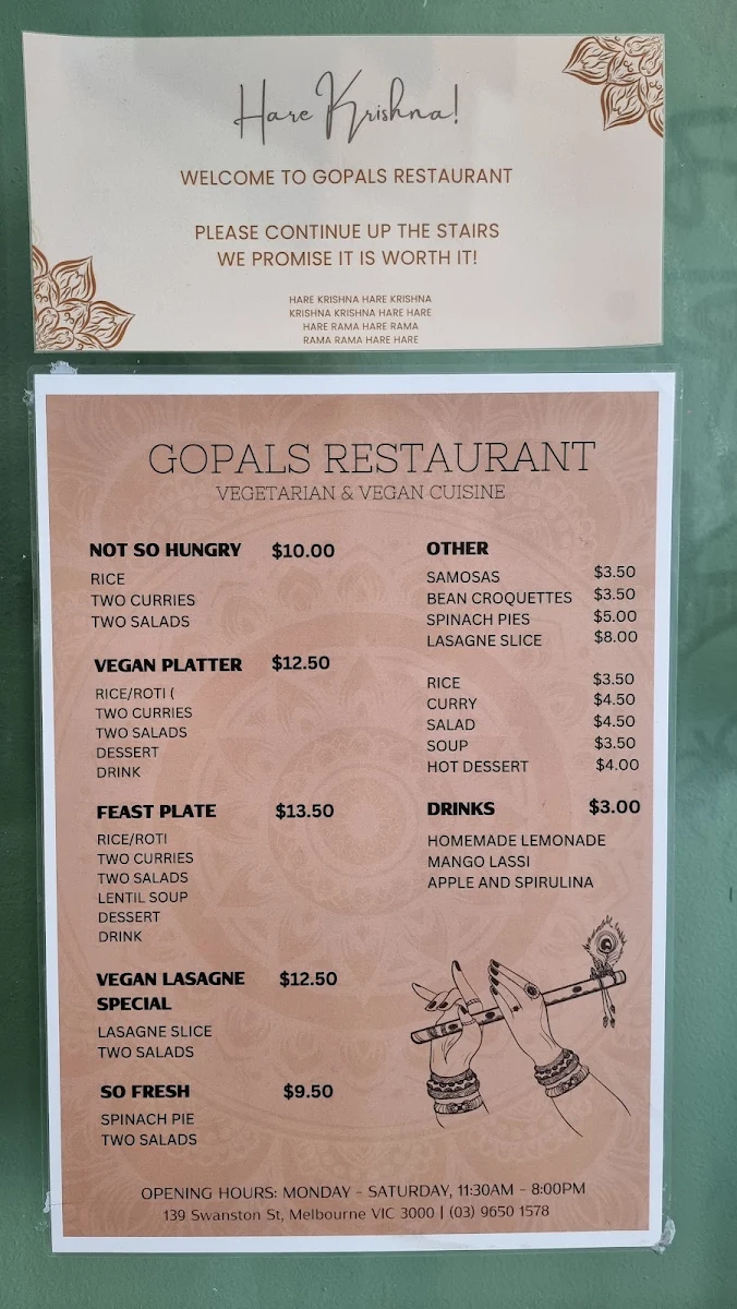 Menu, Gopals