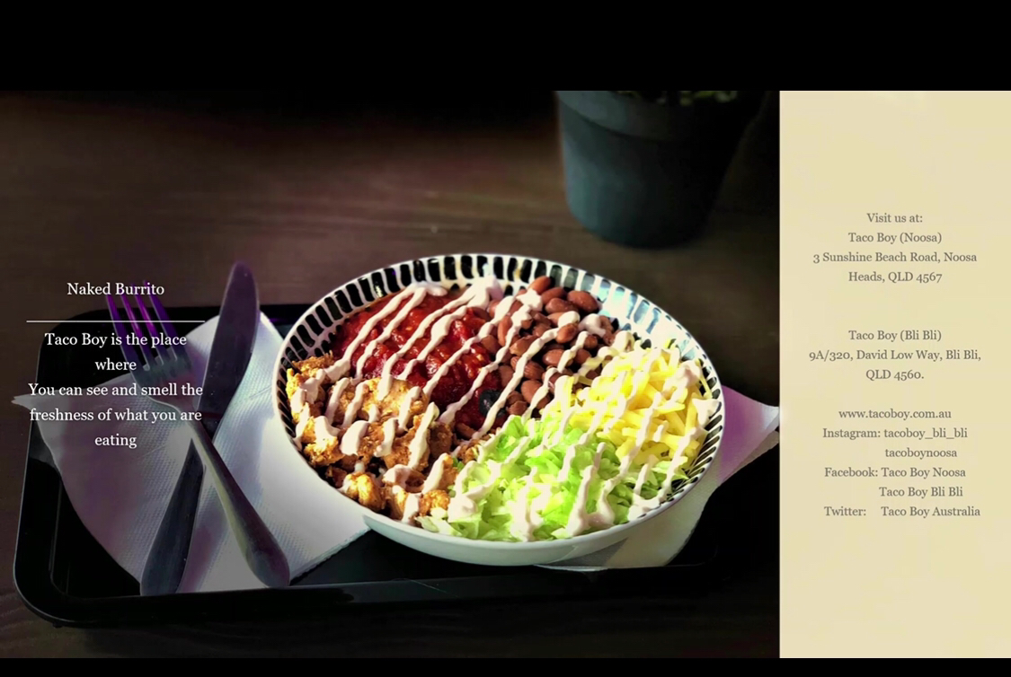 Menu, Taco Boy