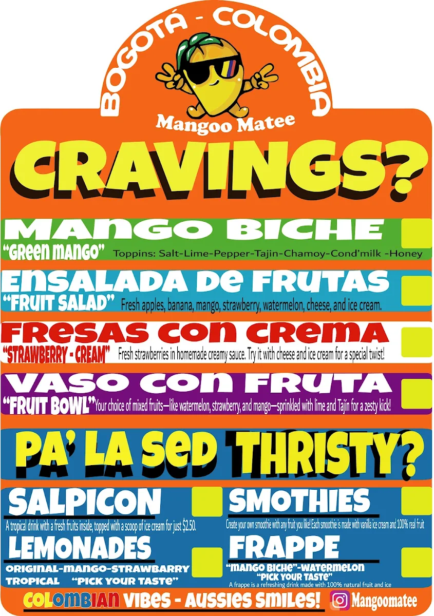 Menu, Mangoo Matee