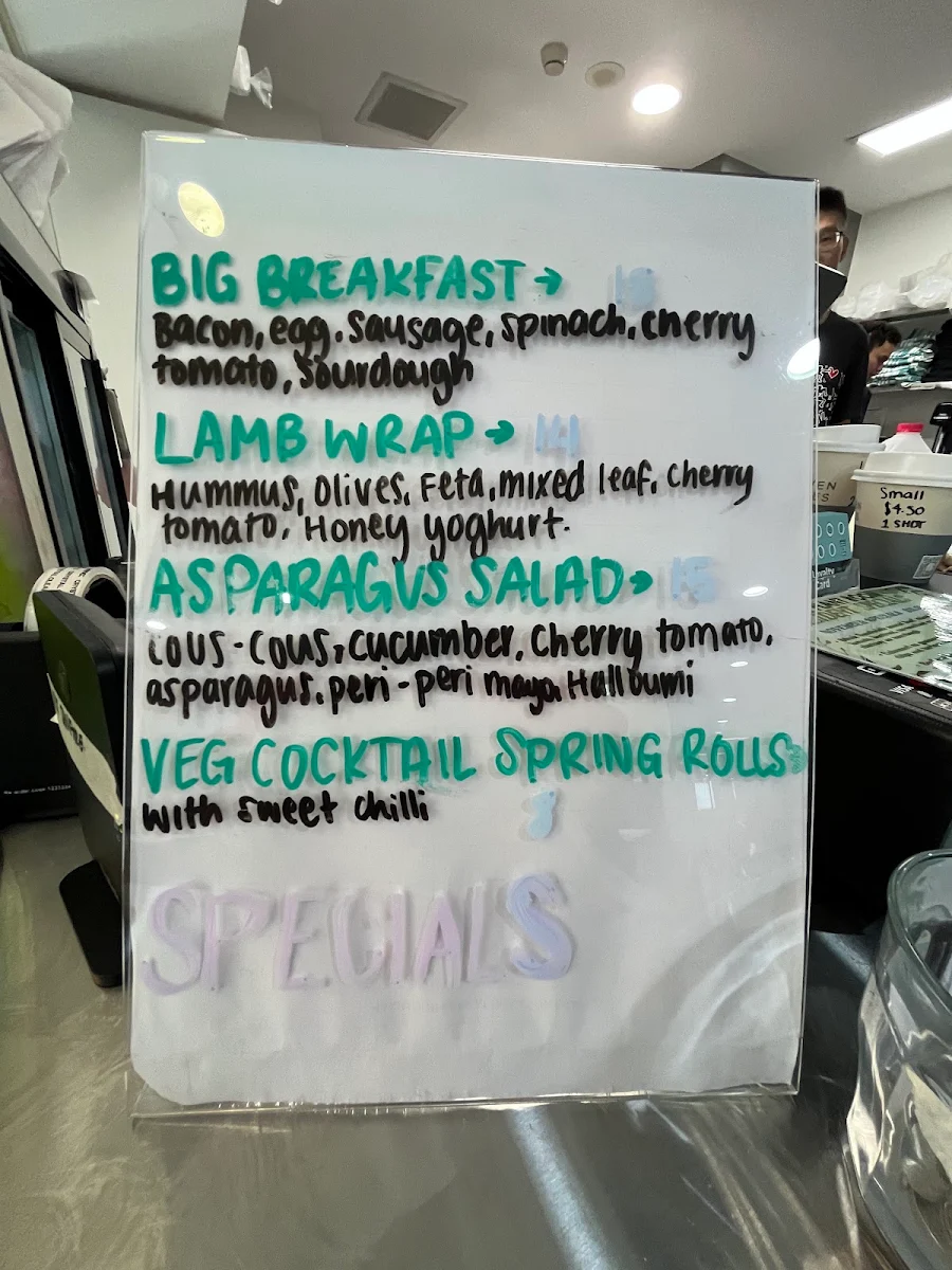 Menu, Plant Room Cafe