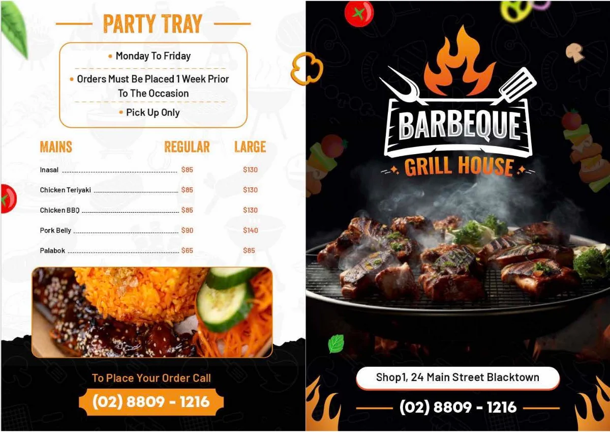 Menu, Barbeque Grill House Blacktown