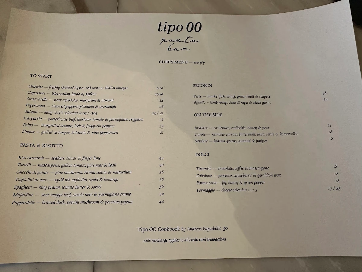Menu, Tipo 00