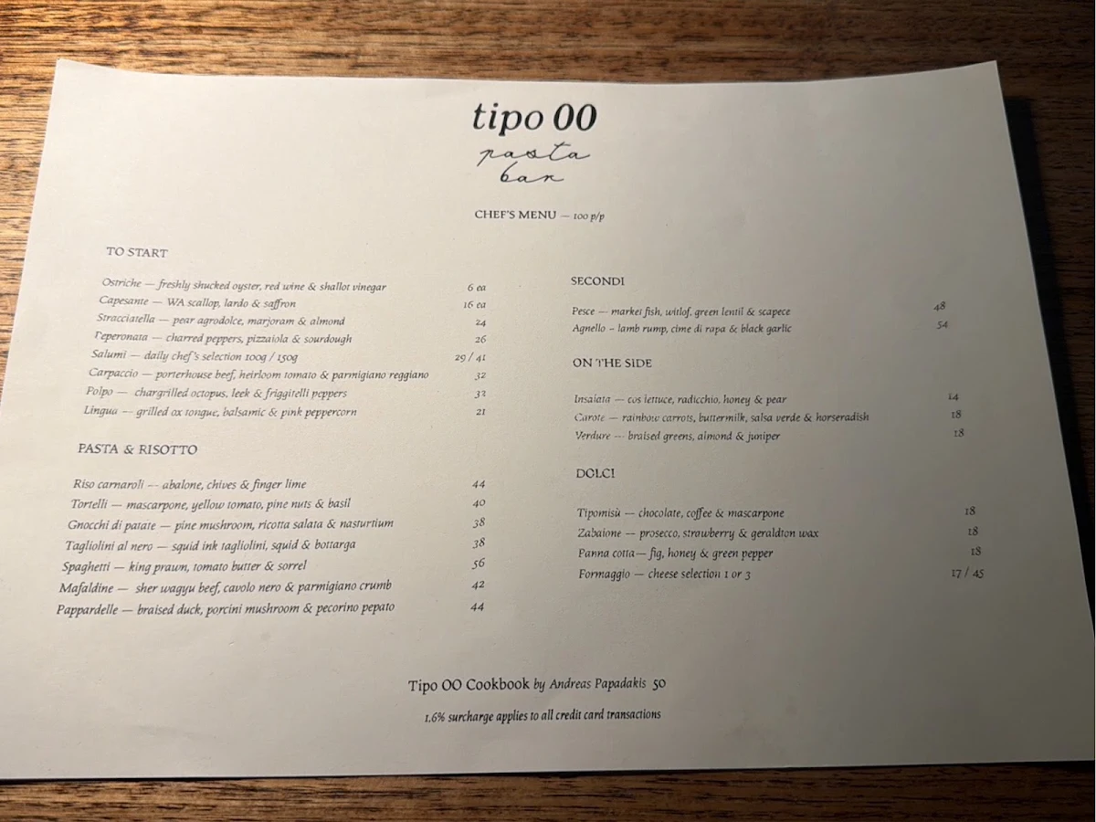Menu, Tipo 00