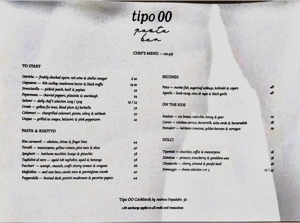 Menu, Tipo 00