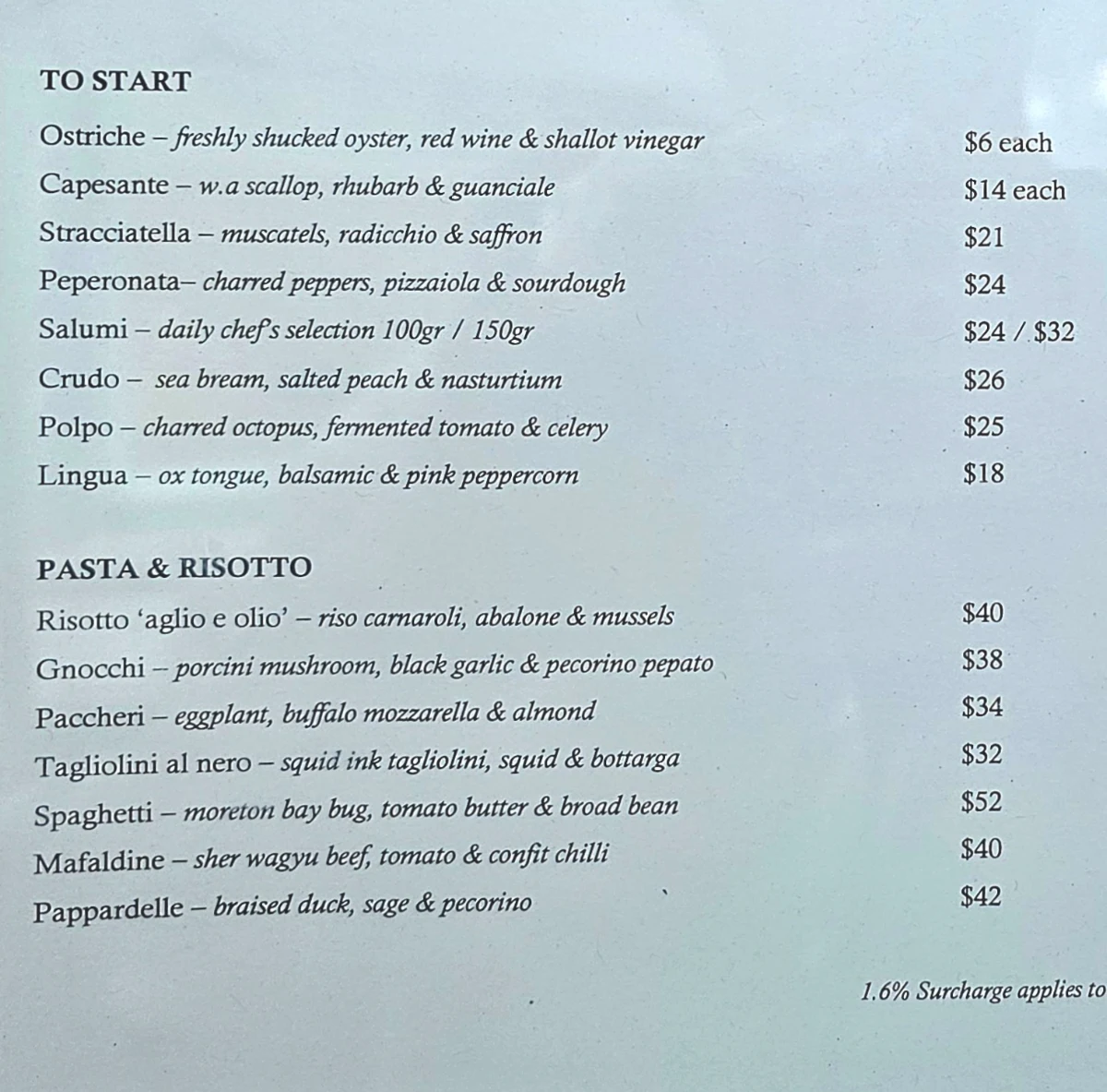 Menu, Tipo 00