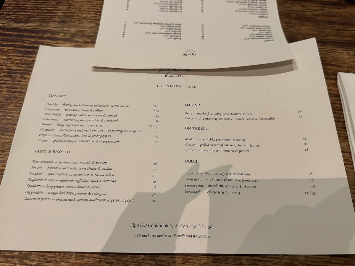 Menu, Tipo 00