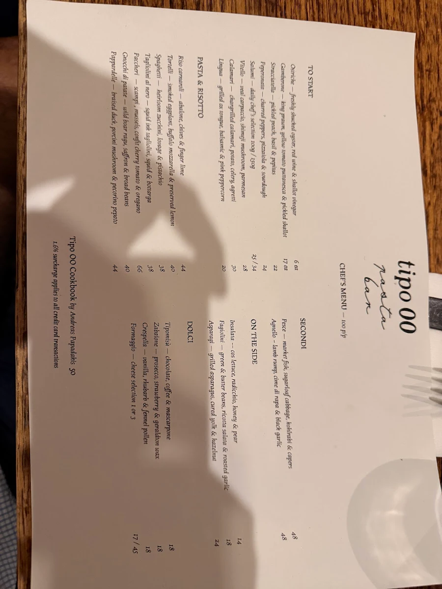 Menu, Tipo 00