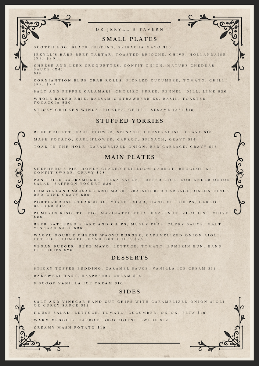 Menu, Jekyll & Hyde