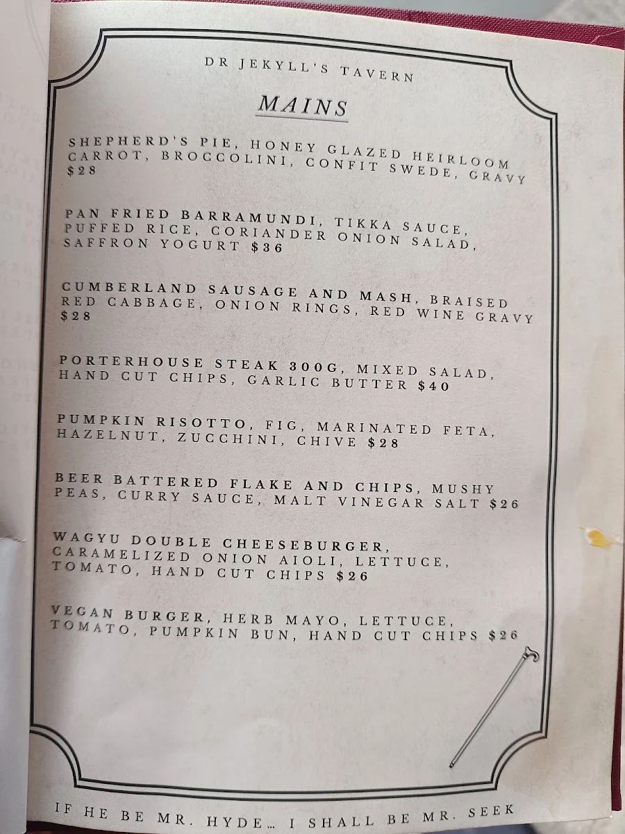 Menu, Jekyll & Hyde