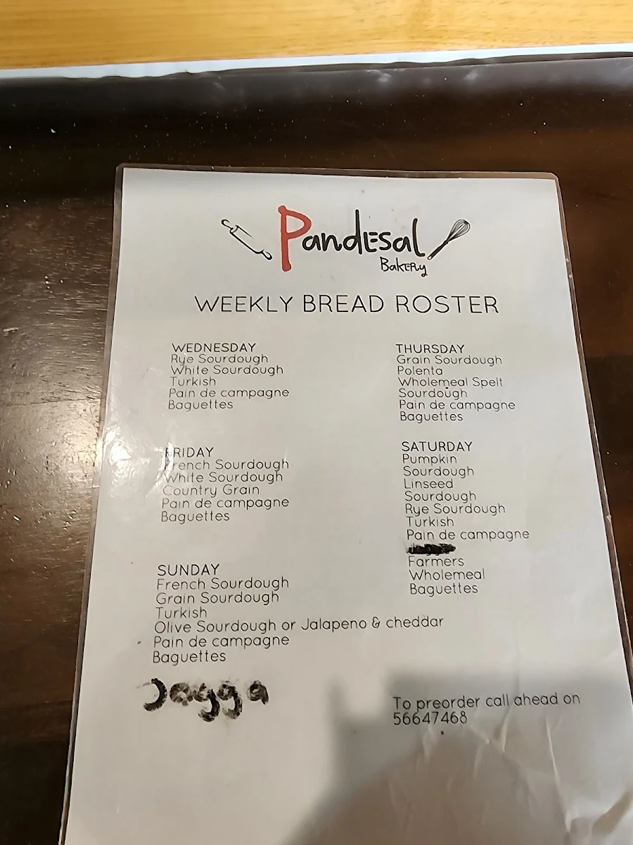 Menu, Pandesal Bakery