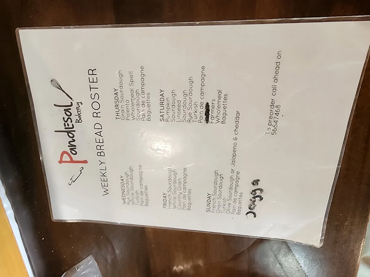 Menu, Pandesal Bakery