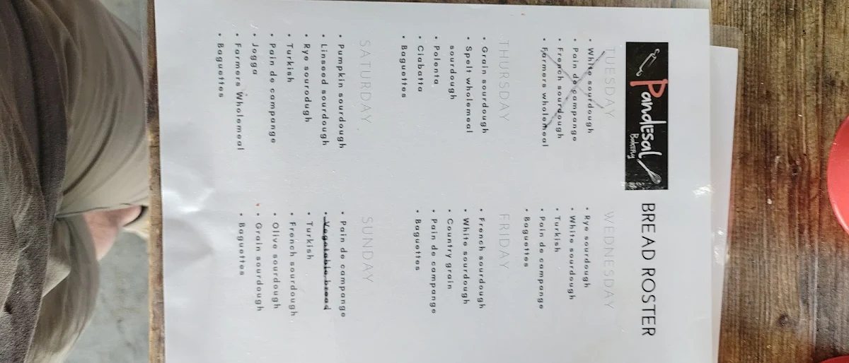 Menu, Pandesal Bakery