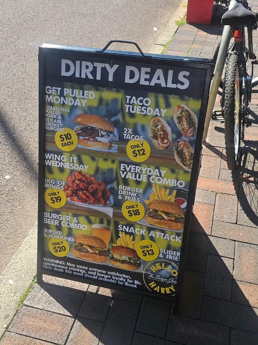 Menu, Hello Harry The Burger Joint (Leederville)