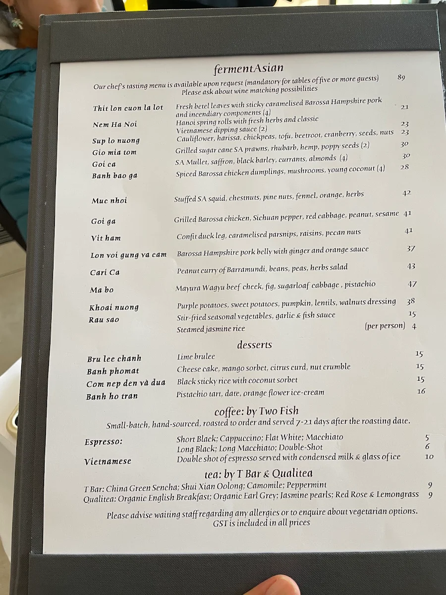 Menu, fermentAsian
