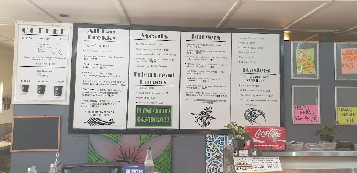 Menu, Tee's Takeaway