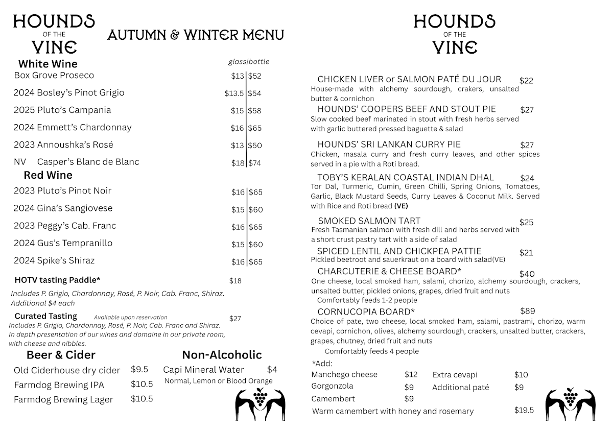 Menu, Hounds of the Vine