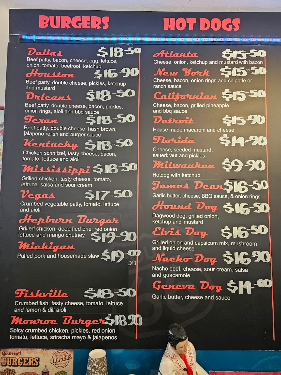 Menu, Barossa 50s Diner