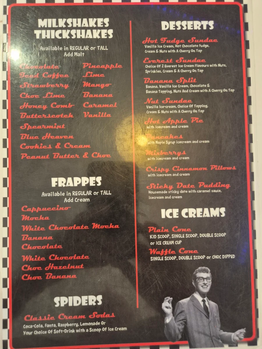 Menu, Barossa 50s Diner