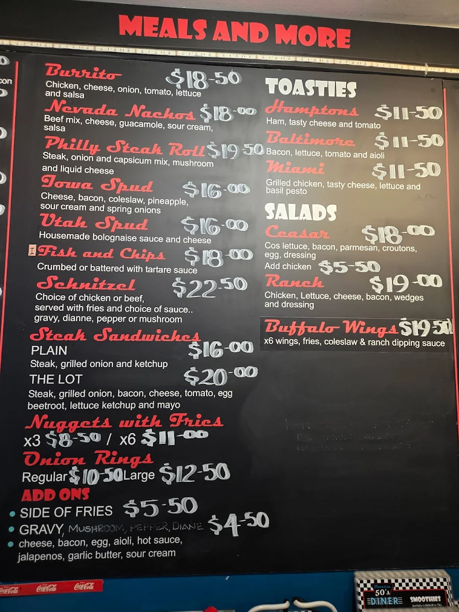 Menu, Barossa 50s Diner