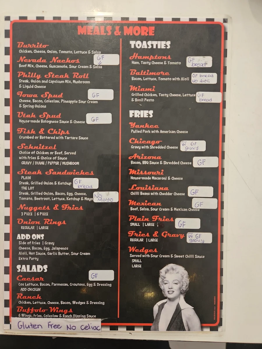Menu, Barossa 50s Diner