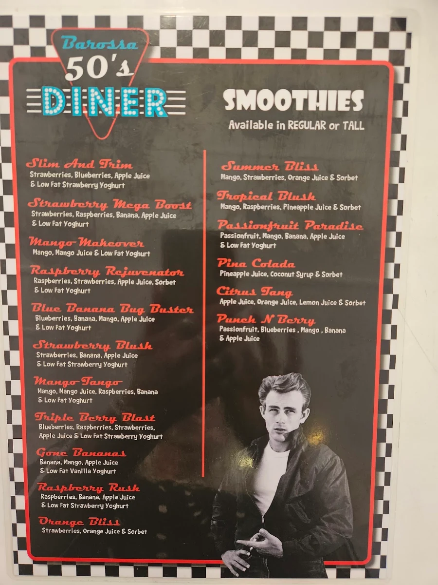 Menu, Barossa 50s Diner